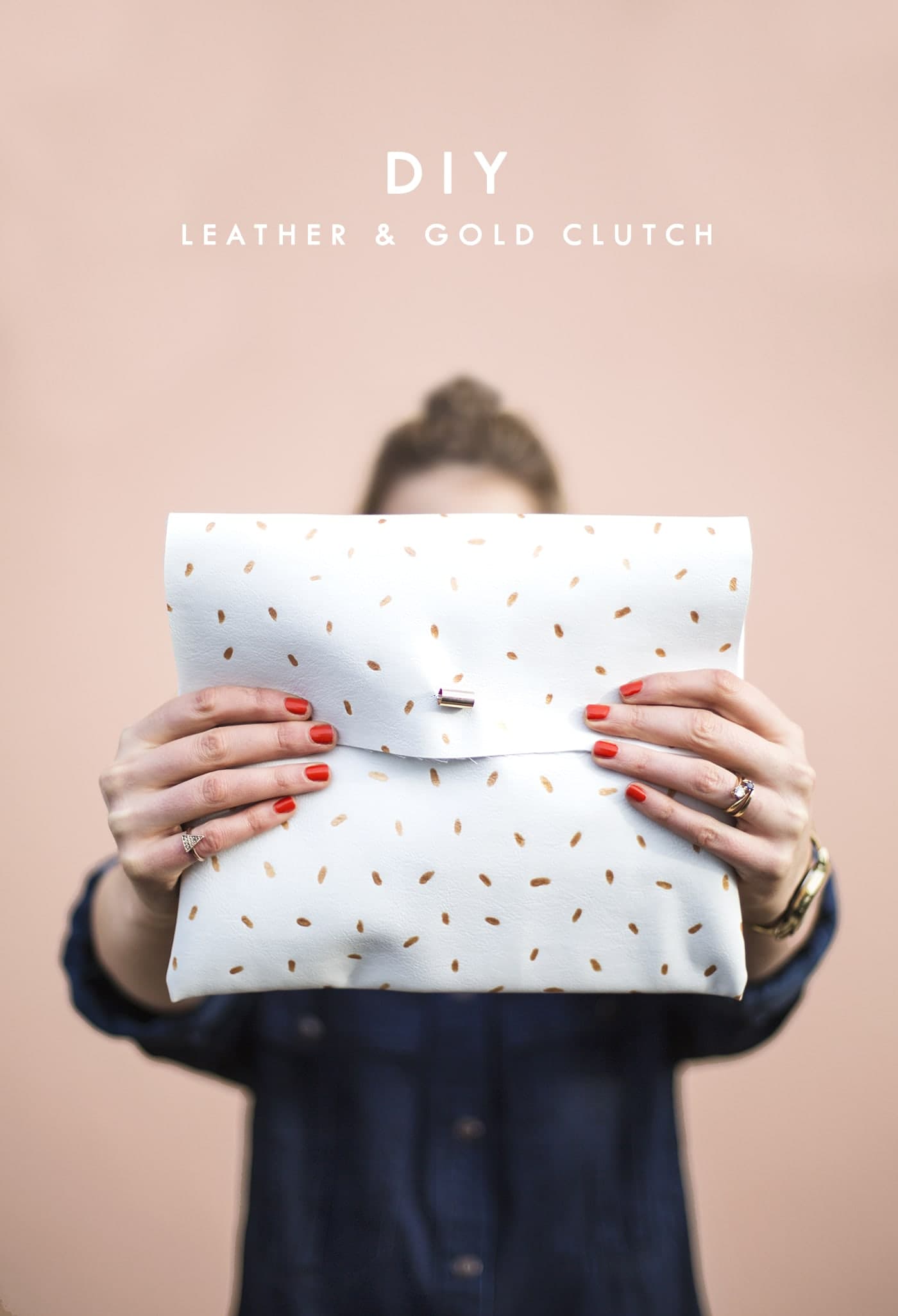 Faux) Leather Accent Foldover Clutch | you and mie