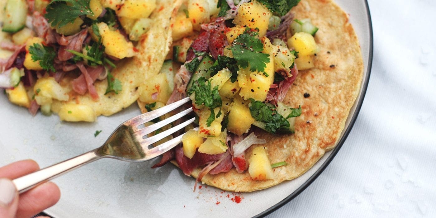 Paleo ham tacos with pineapple salsa summer recipe | easy grain free, gluten free, dairy free meal