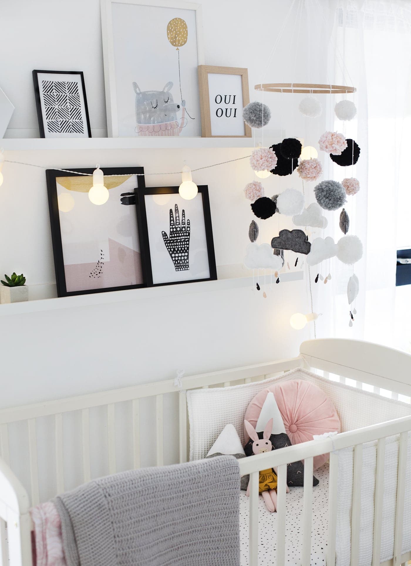 Black and White Nursery With Tidbits of Pink