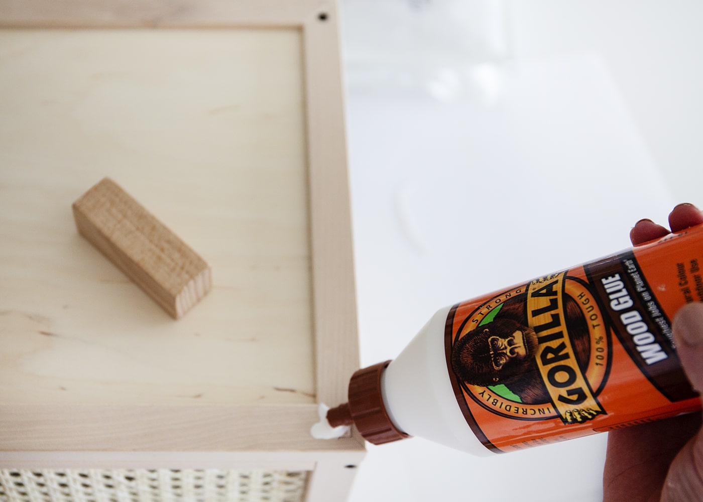 DIY Easy Rattan Storage Table With Gorilla Glue