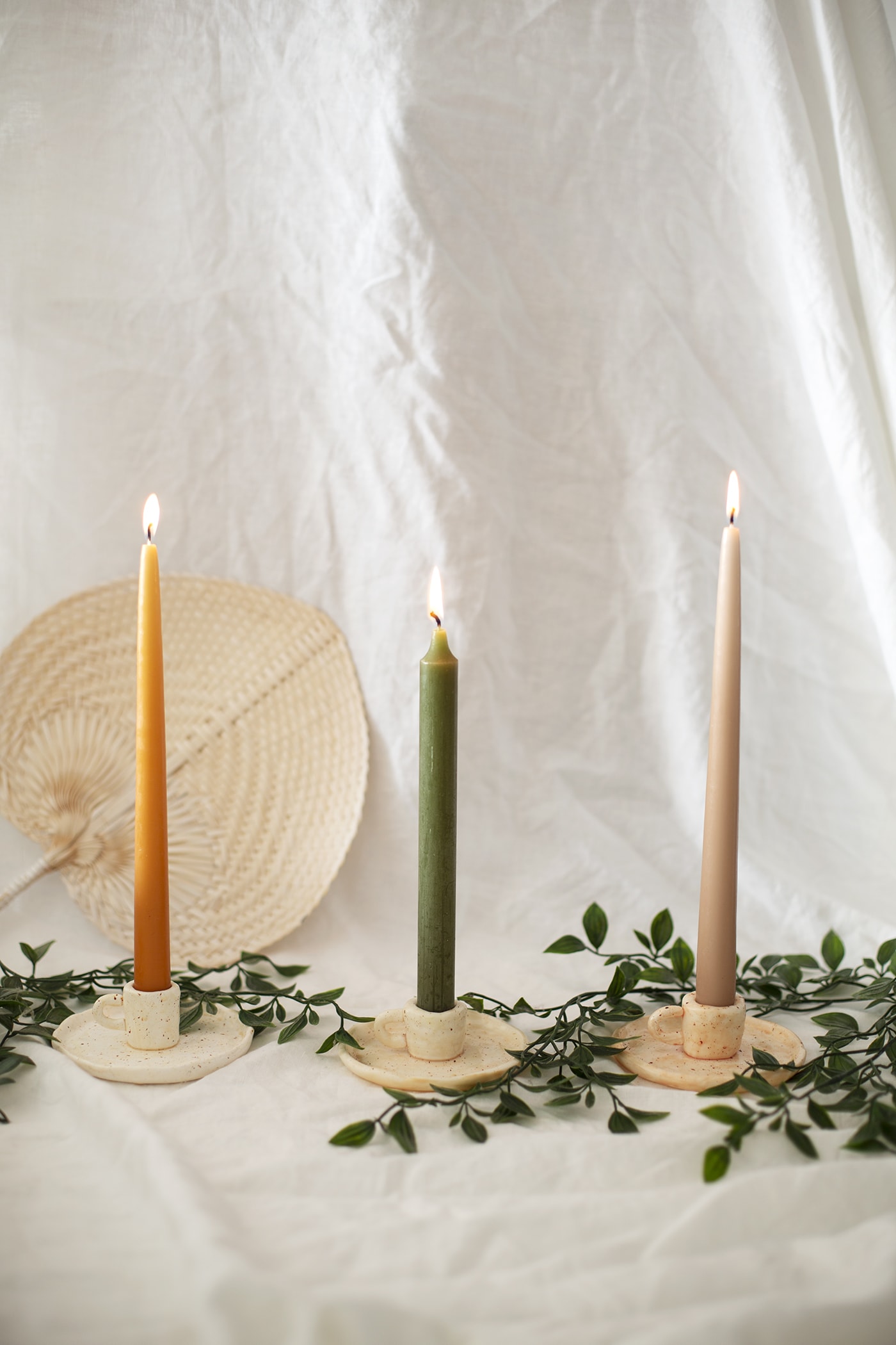 FREE SHIPPING - Wooden Turned Candle Holders Set of Three (3)