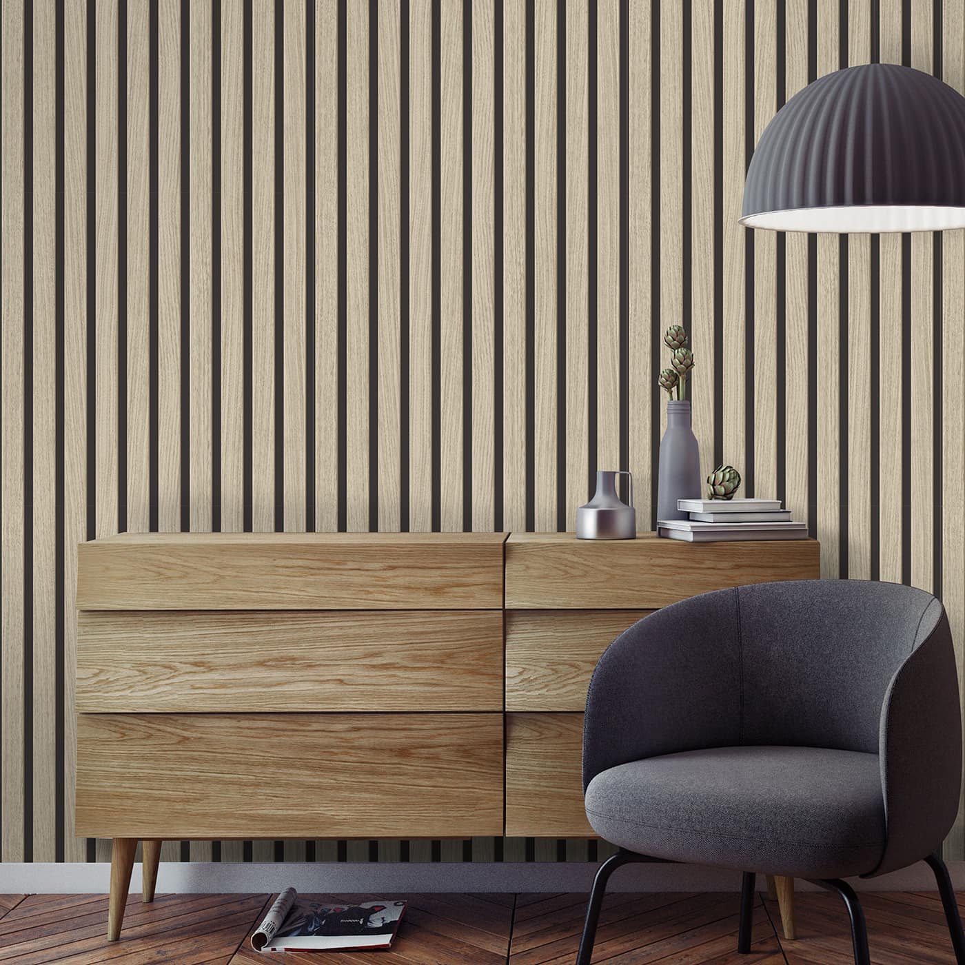 Arthouse Modern Wood Slats Design Wallpaper