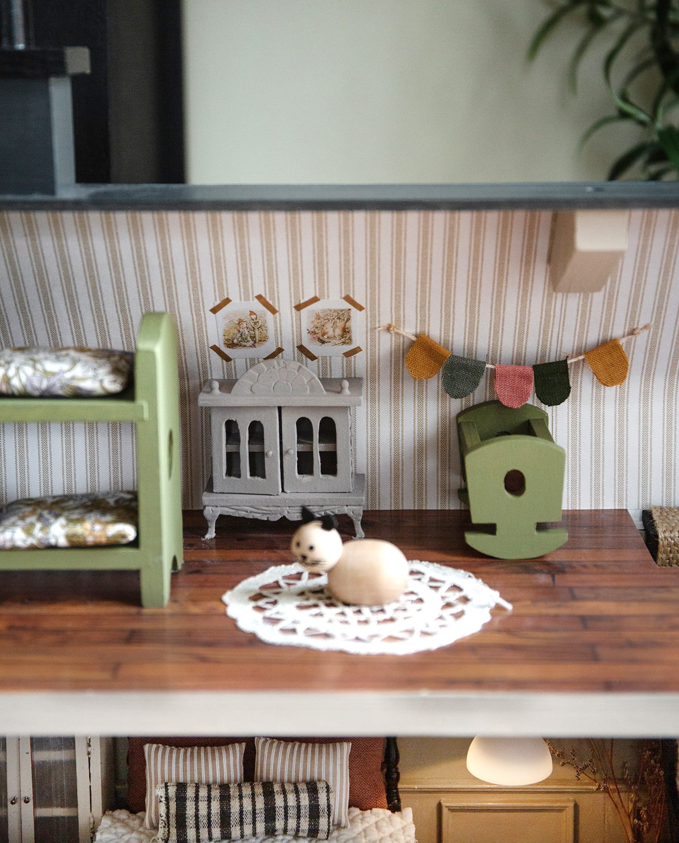 DIY thrifted dolls house makeover