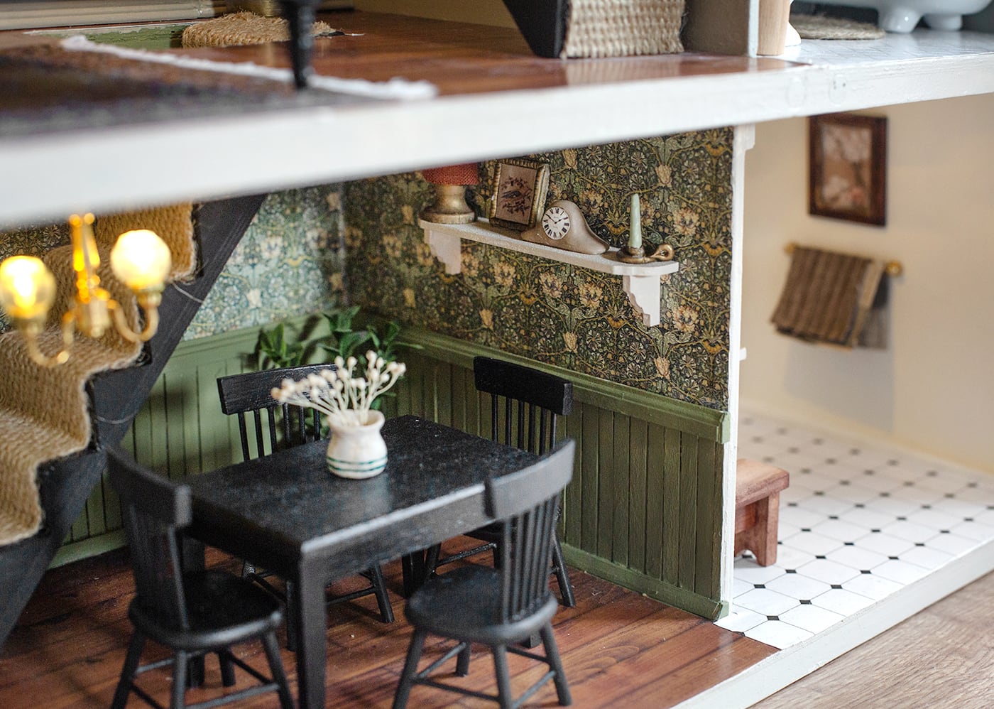 DIY thrifted dolls house makeover