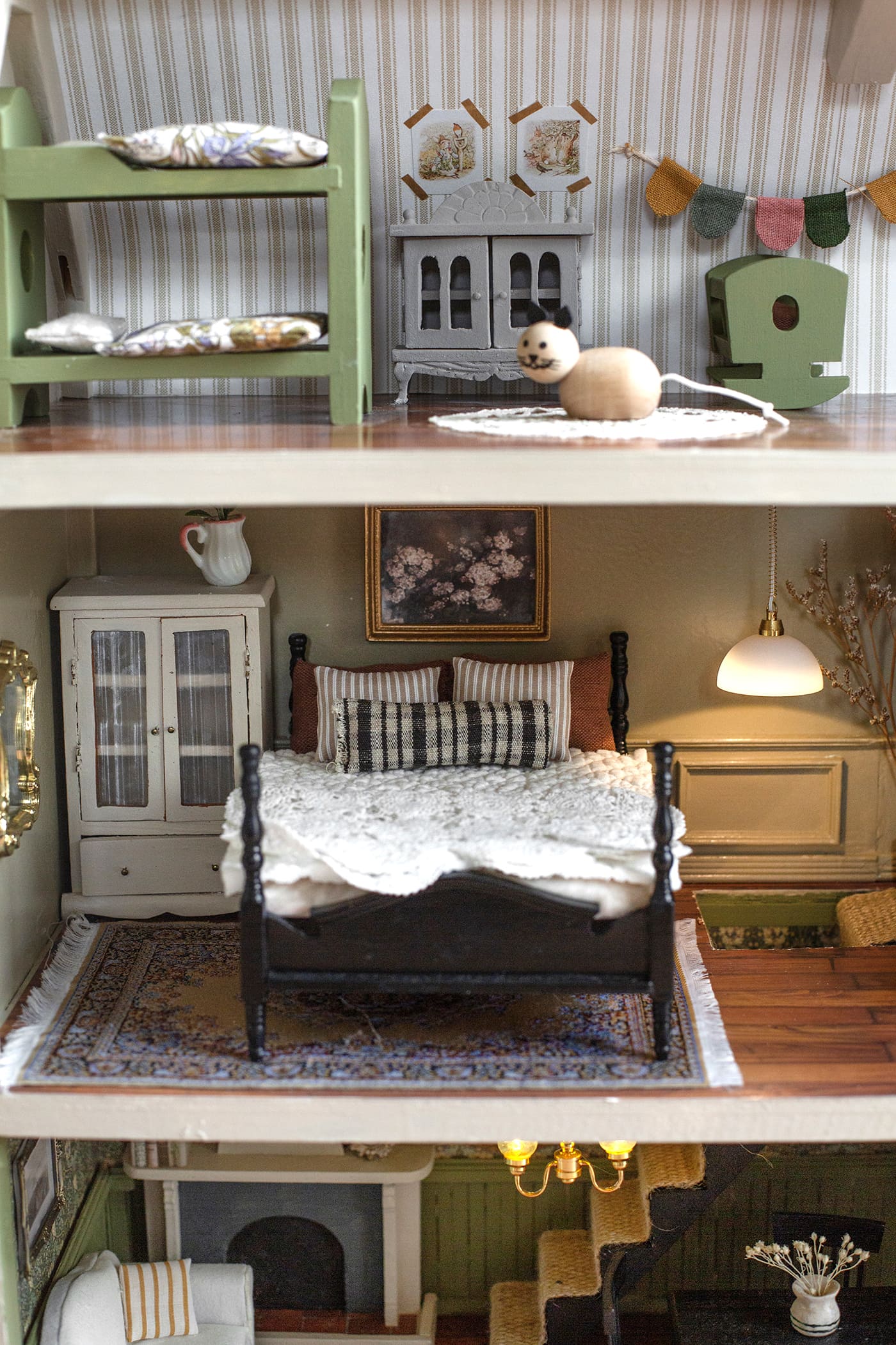 DIY thrifted dolls house makeover